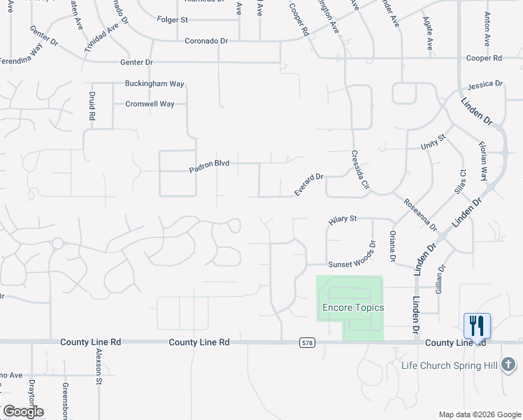 map of restaurants, bars, coffee shops, grocery stores, and more near 320 Preston Hollow Drive in Spring Hill