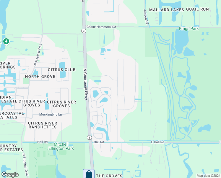 map of restaurants, bars, coffee shops, grocery stores, and more near 4665 Mourning Dove Drive in Merritt Island