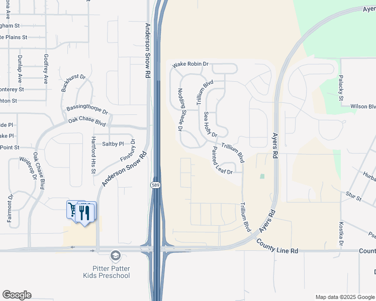 map of restaurants, bars, coffee shops, grocery stores, and more near 655 Nodding Shade Drive in Brooksville