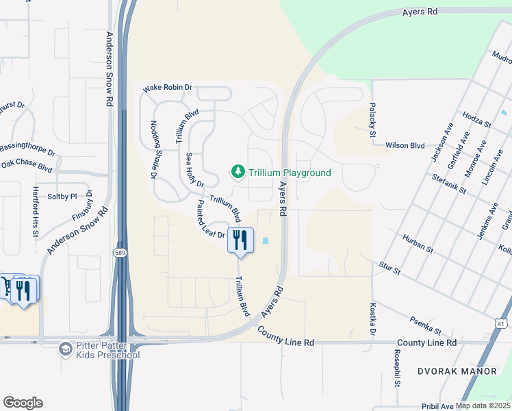 map of restaurants, bars, coffee shops, grocery stores, and more near 625 Alpine Thistle Drive in Brooksville