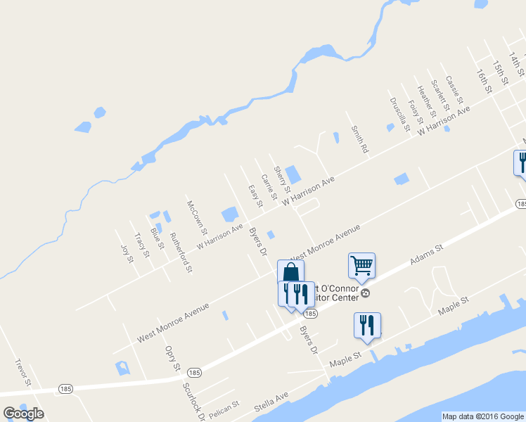 map of restaurants, bars, coffee shops, grocery stores, and more near 189 Easy Street in Port Lavaca