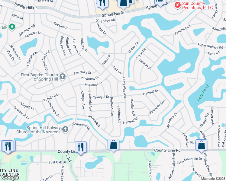 map of restaurants, bars, coffee shops, grocery stores, and more near 381 Portland Avenue in Spring Hill