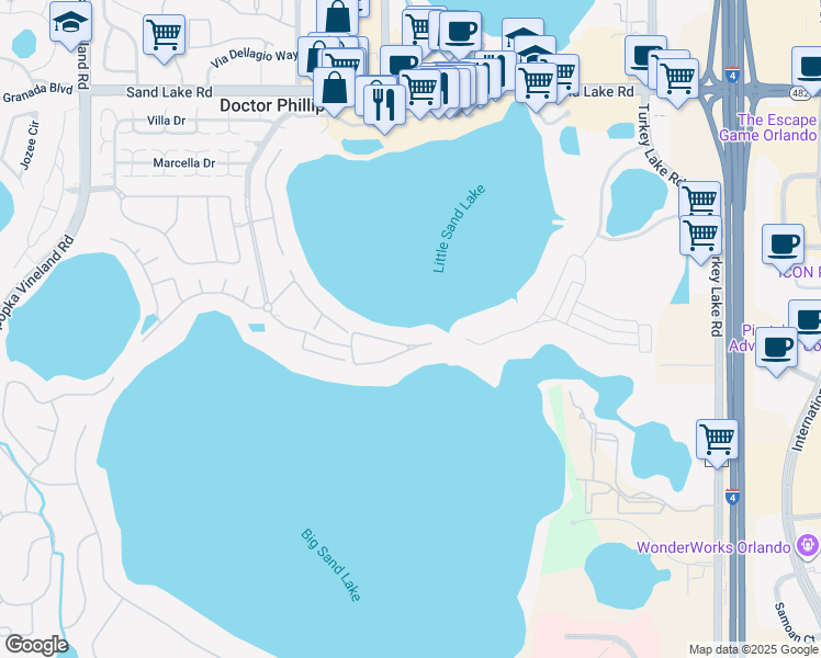 map of restaurants, bars, coffee shops, grocery stores, and more near 64-67 The Esplanade in Orlando