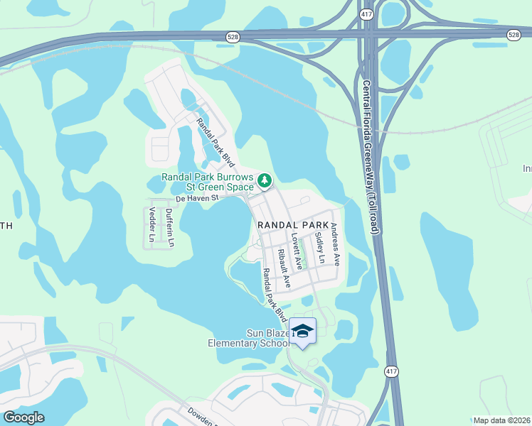 map of restaurants, bars, coffee shops, grocery stores, and more near 8607 Randal Park Boulevard in Orlando