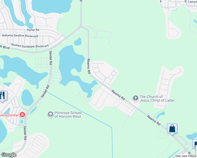 map of restaurants, bars, coffee shops, grocery stores, and more near 14250 Desert Haven Street in Windermere