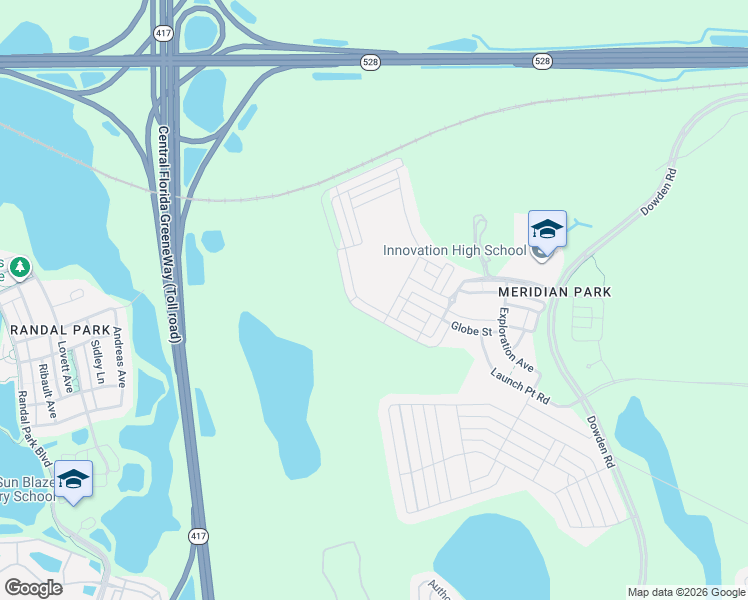 map of restaurants, bars, coffee shops, grocery stores, and more near Central Florida GreeneWay in Orlando