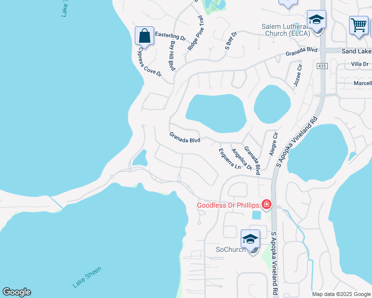 map of restaurants, bars, coffee shops, grocery stores, and more near 9084 Great Heron Circle in Orlando