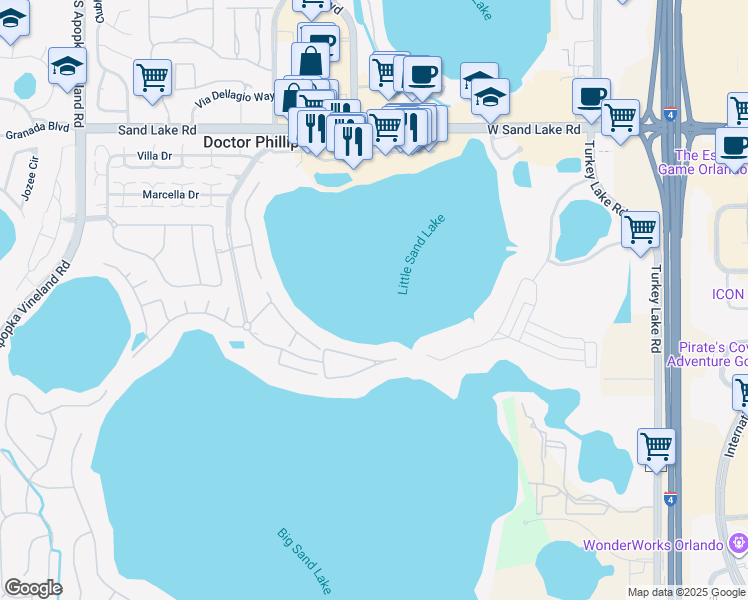 map of restaurants, bars, coffee shops, grocery stores, and more near 64-67 The Esplanade in Orlando