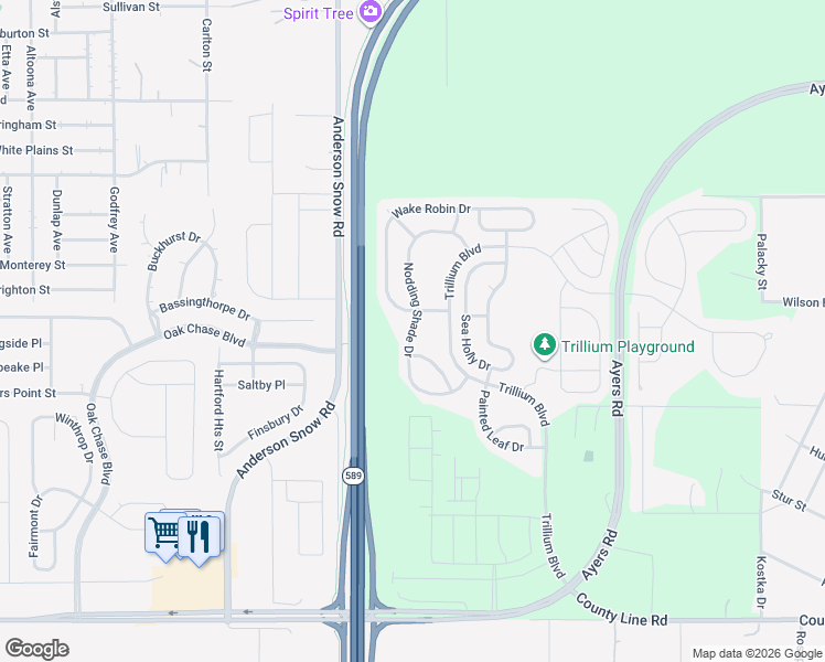 map of restaurants, bars, coffee shops, grocery stores, and more near 827 Nodding Shade Drive in Brooksville