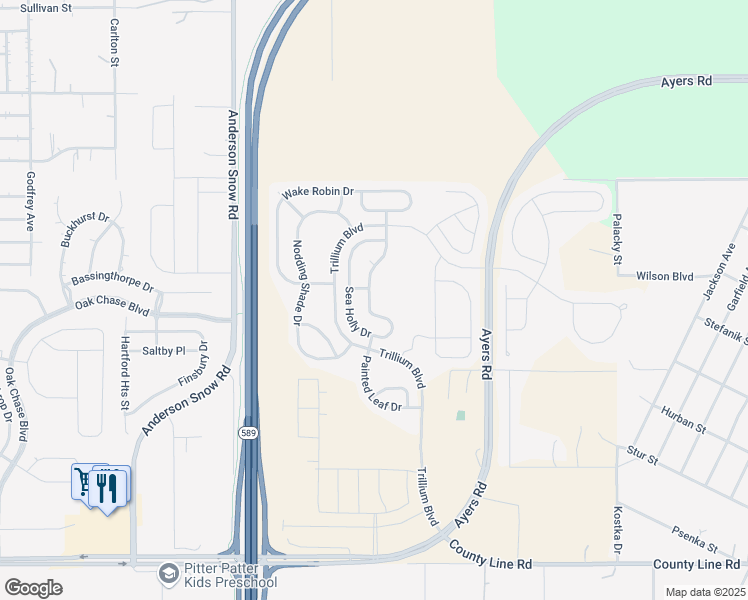 map of restaurants, bars, coffee shops, grocery stores, and more near 844 Sea Holly Drive in Brooksville