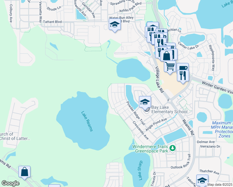 map of restaurants, bars, coffee shops, grocery stores, and more near 8266 Bryce Canyon Avenue in Windermere