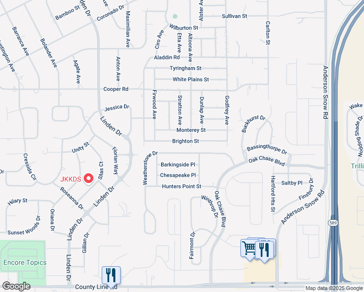 map of restaurants, bars, coffee shops, grocery stores, and more near 13448 Brighton Street in Spring Hill