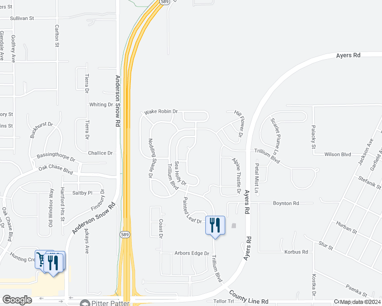 map of restaurants, bars, coffee shops, grocery stores, and more near 922 Sea Holly Drive in Brooksville