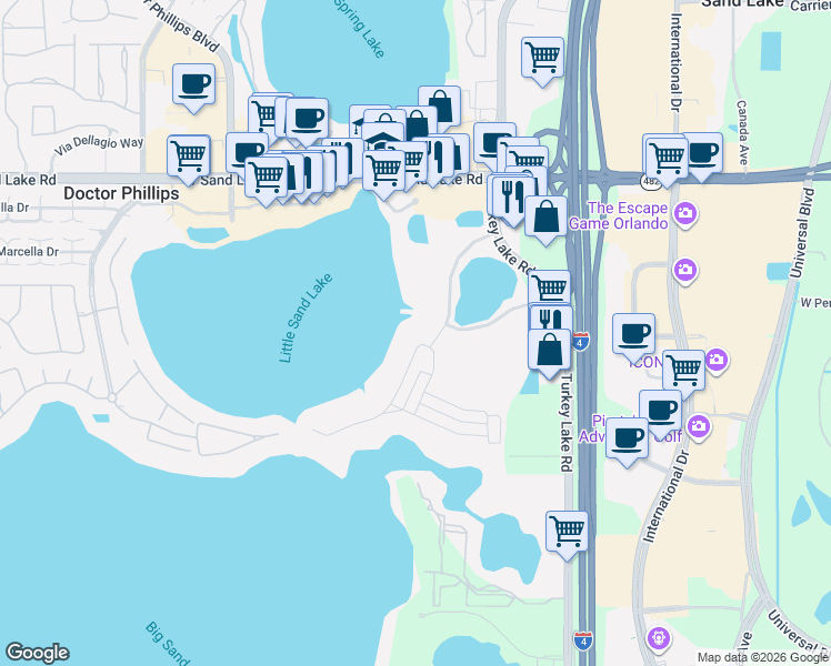 map of restaurants, bars, coffee shops, grocery stores, and more near 6084 Bimini Twist Loop in Orlando