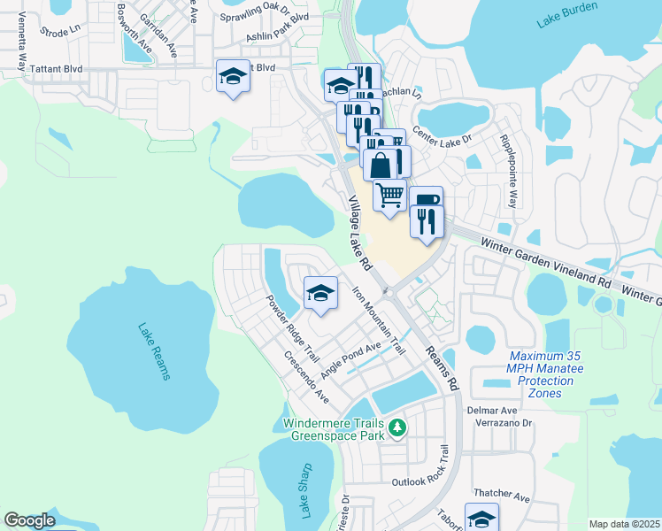 map of restaurants, bars, coffee shops, grocery stores, and more near 11825 Vermillion Avenue in Windermere