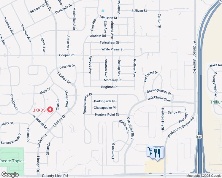 map of restaurants, bars, coffee shops, grocery stores, and more near 13448 Brighton Street in Spring Hill