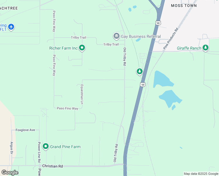 map of restaurants, bars, coffee shops, grocery stores, and more near 19401-19799 Equestrian Ln in Dade City