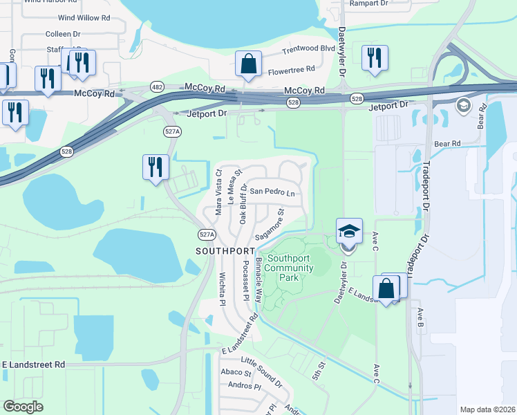 map of restaurants, bars, coffee shops, grocery stores, and more near 3145 Provincetown Place in Orlando