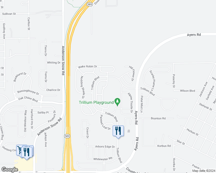 map of restaurants, bars, coffee shops, grocery stores, and more near 974 Sea Holly Drive in Brooksville