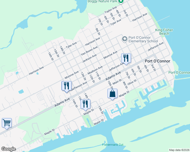 map of restaurants, bars, coffee shops, grocery stores, and more near 1012 Jefferson Avenue in Port Lavaca