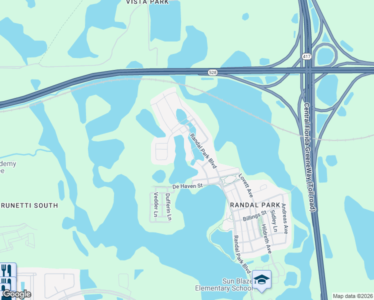 map of restaurants, bars, coffee shops, grocery stores, and more near 8071 Gamemaster Avenue in Orlando