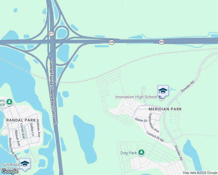 map of restaurants, bars, coffee shops, grocery stores, and more near 11542 Straits Way in Orlando