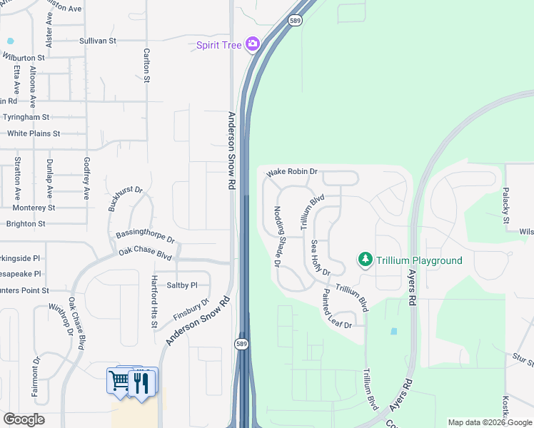 map of restaurants, bars, coffee shops, grocery stores, and more near 993 Nodding Shade Drive in Brooksville