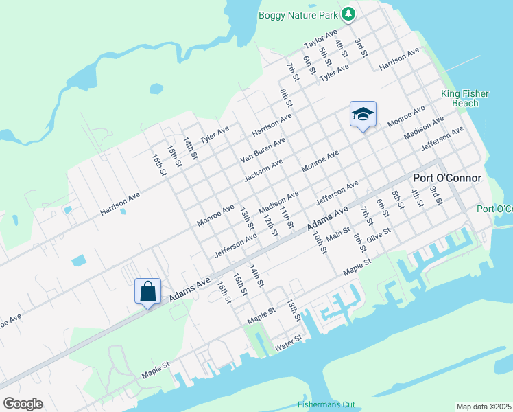 map of restaurants, bars, coffee shops, grocery stores, and more near 1202 Madison Avenue in Port Lavaca