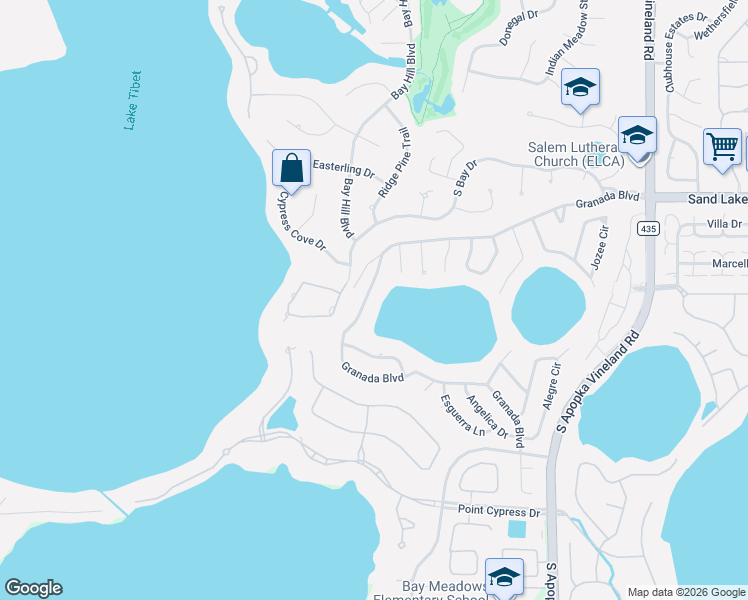map of restaurants, bars, coffee shops, grocery stores, and more near 8129 Granada Boulevard in Orlando