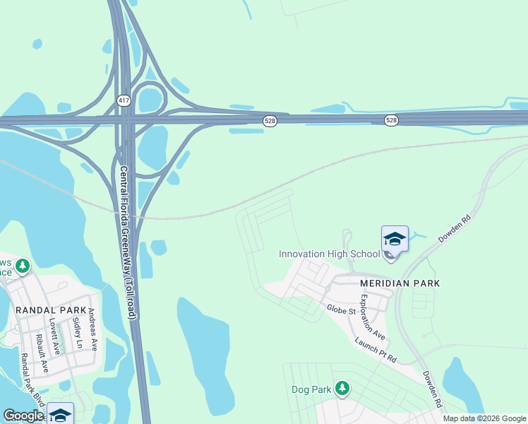 map of restaurants, bars, coffee shops, grocery stores, and more near 11542 Straits Way in Orlando