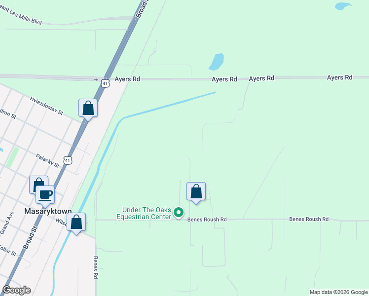 map of restaurants, bars, coffee shops, grocery stores, and more near 17163 Benes Roush Road in Masaryktown