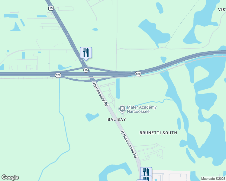 map of restaurants, bars, coffee shops, grocery stores, and more near 8335 Narcoossee Road in Orlando