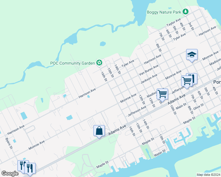 map of restaurants, bars, coffee shops, grocery stores, and more near 418 16th Street in Port Lavaca