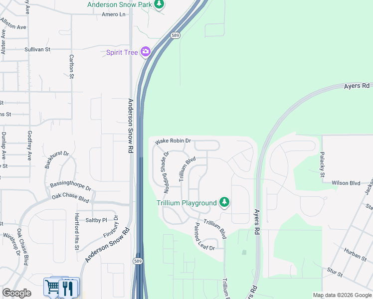 map of restaurants, bars, coffee shops, grocery stores, and more near 1161 Nodding Shade Drive in Brooksville