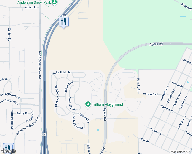 map of restaurants, bars, coffee shops, grocery stores, and more near 1241 Hill Flower Drive in Brooksville