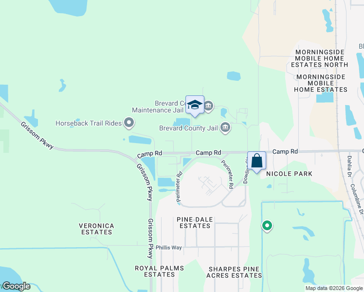 map of restaurants, bars, coffee shops, grocery stores, and more near 900 Camp Road in Cocoa