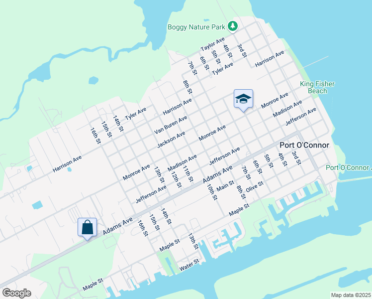 map of restaurants, bars, coffee shops, grocery stores, and more near 311 10th Street in Port O'Connor