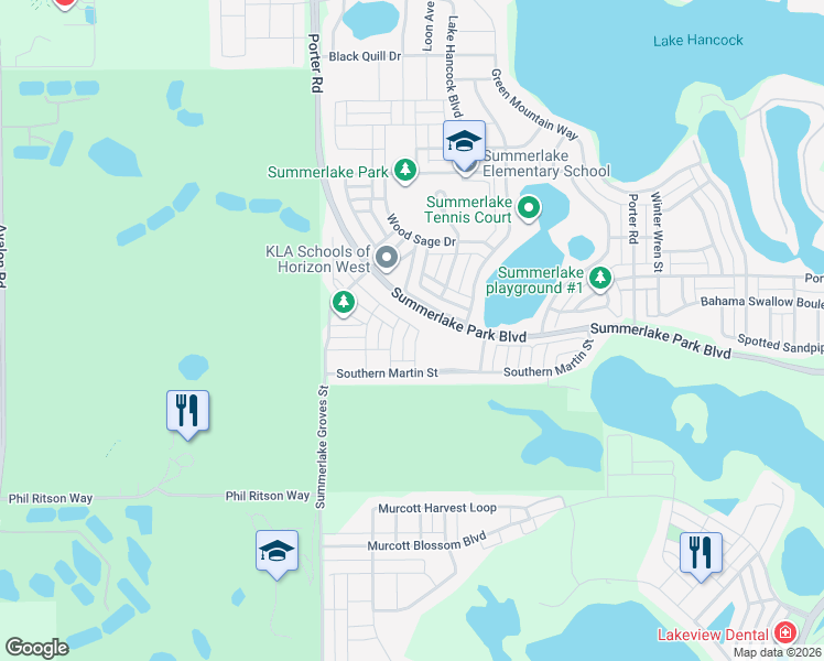 map of restaurants, bars, coffee shops, grocery stores, and more near 8211 Gray Kingbird Dr in Winter Garden