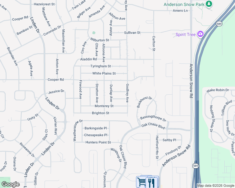map of restaurants, bars, coffee shops, grocery stores, and more near 14052 Gregory Street in Spring Hill
