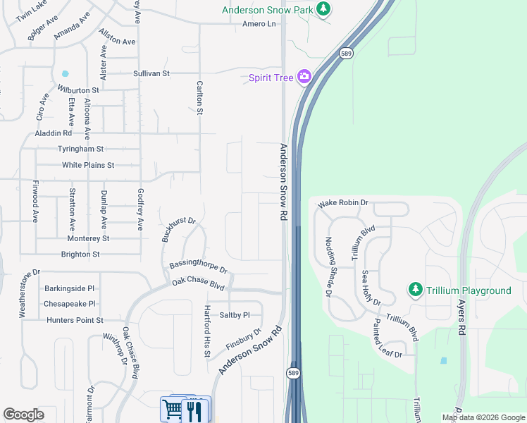 map of restaurants, bars, coffee shops, grocery stores, and more near 1031 Anderson Snow Road in Brooksville