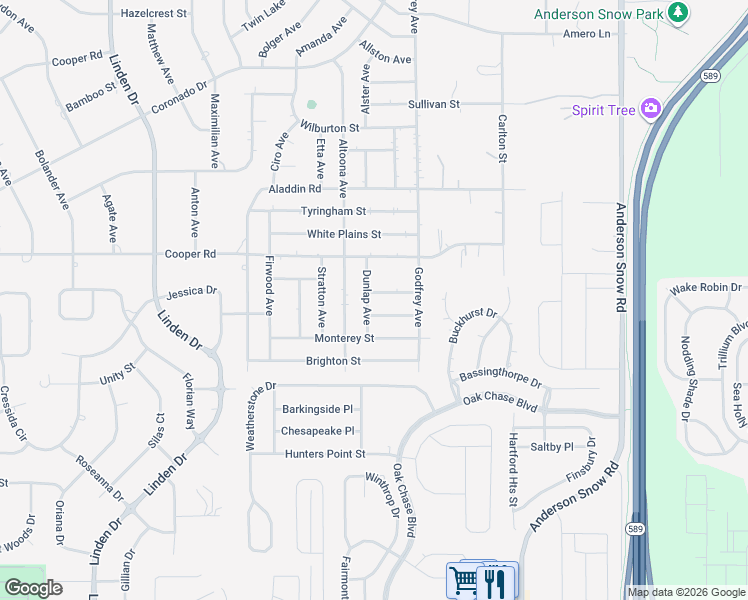 map of restaurants, bars, coffee shops, grocery stores, and more near 14016 Gregory Street in Spring Hill