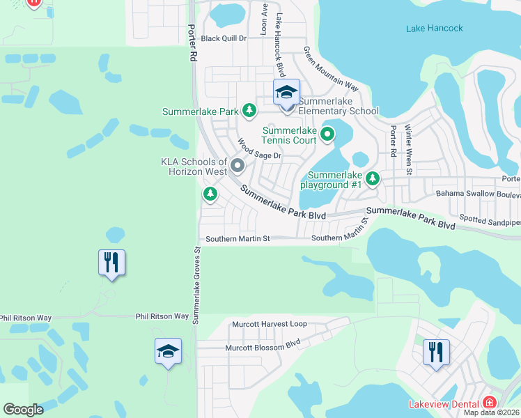 map of restaurants, bars, coffee shops, grocery stores, and more near 8211 Gray Kingbird Dr in Winter Garden