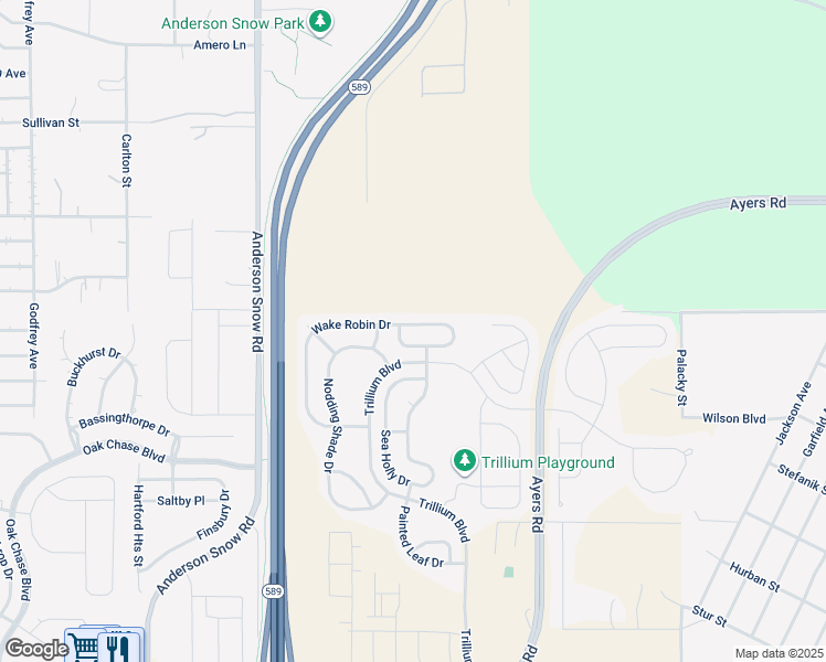 map of restaurants, bars, coffee shops, grocery stores, and more near 14598 Wake Robin Drive in Brooksville