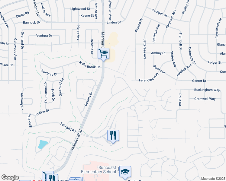 map of restaurants, bars, coffee shops, grocery stores, and more near 11167 Westerly Drive in Spring Hill