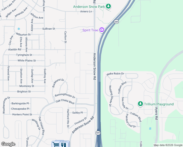 map of restaurants, bars, coffee shops, grocery stores, and more near 1031 Anderson Snow Road in Brooksville
