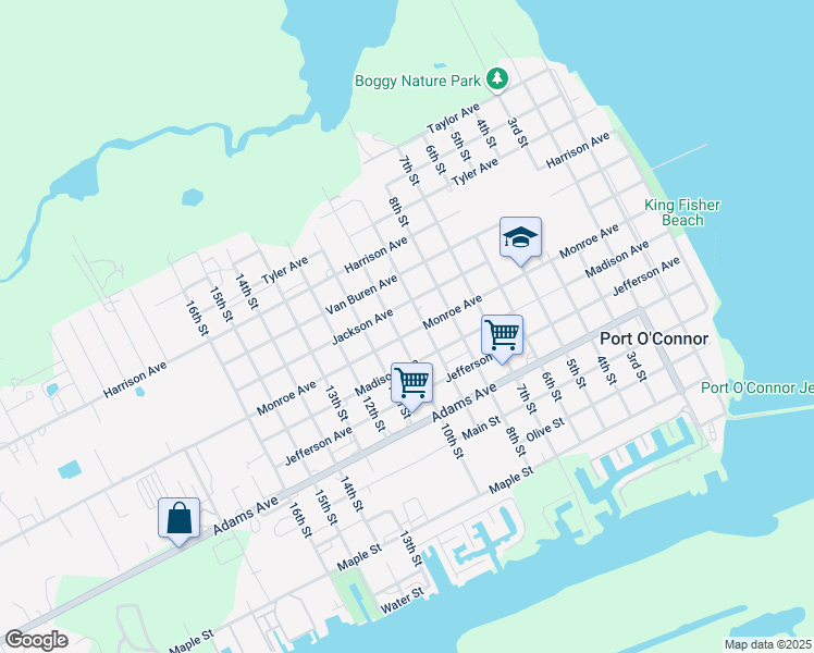 map of restaurants, bars, coffee shops, grocery stores, and more near 311 10th Street in Port O'Connor