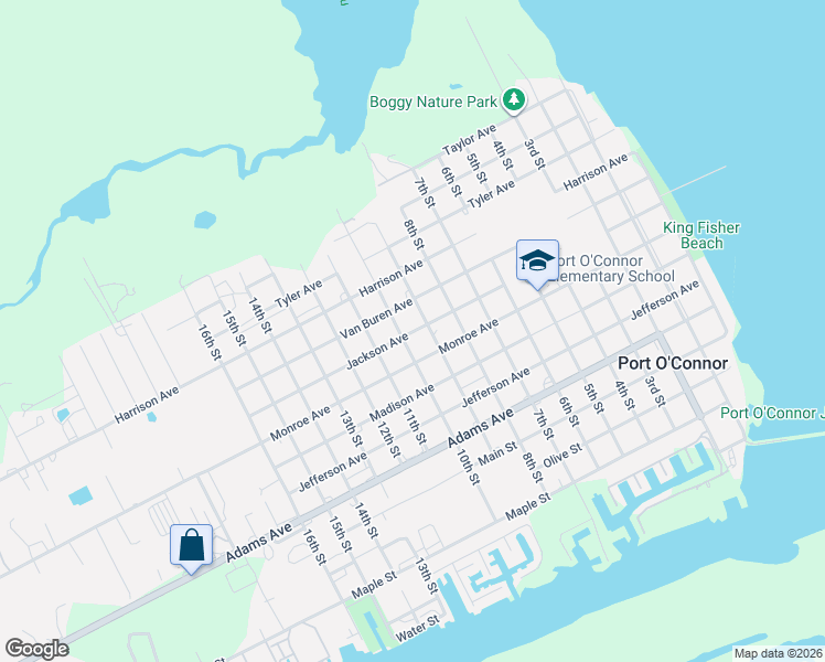 map of restaurants, bars, coffee shops, grocery stores, and more near 509 9th Street in Port O'Connor