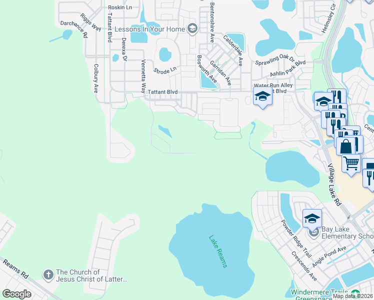 map of restaurants, bars, coffee shops, grocery stores, and more near 8153 Jailene Drive in Windermere