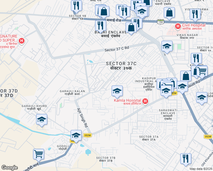 map of restaurants, bars, coffee shops, grocery stores, and more near in Gurugram