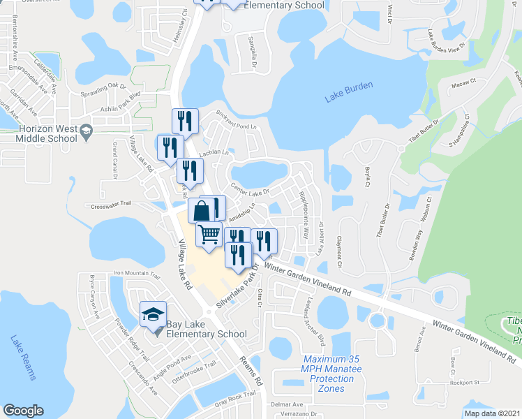 map of restaurants, bars, coffee shops, grocery stores, and more near 8192 Boat Hook Loop in Windermere